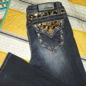 Grace in LA Bootcut Women’s Western Embroidered Bling Jeans size 28